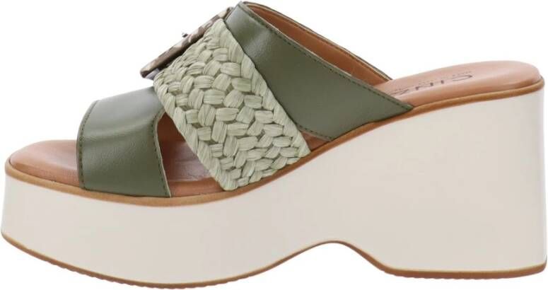 Cinzia Soft Leren Damessandalen Green Dames