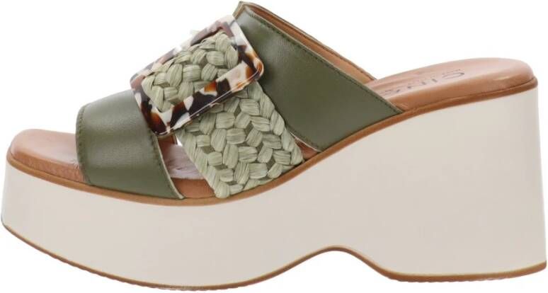 Cinzia Soft Leren Damessandalen Green Dames