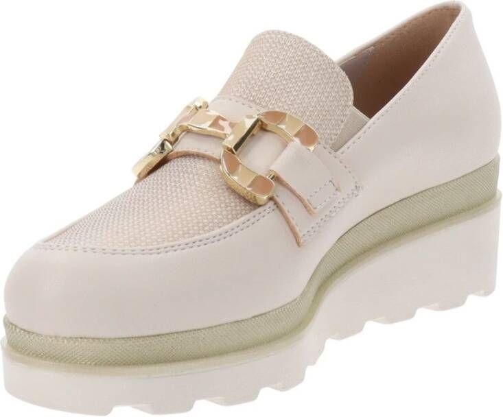 Cinzia Soft Leren en stoffen damesslippers Beige Dames