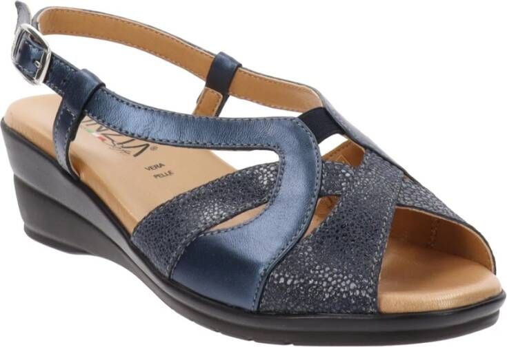 Cinzia Soft Leren Gesp Sandalen Blue Dames