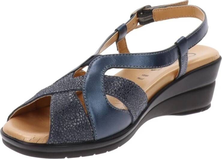 Cinzia Soft Leren Gesp Sandalen Blue Dames