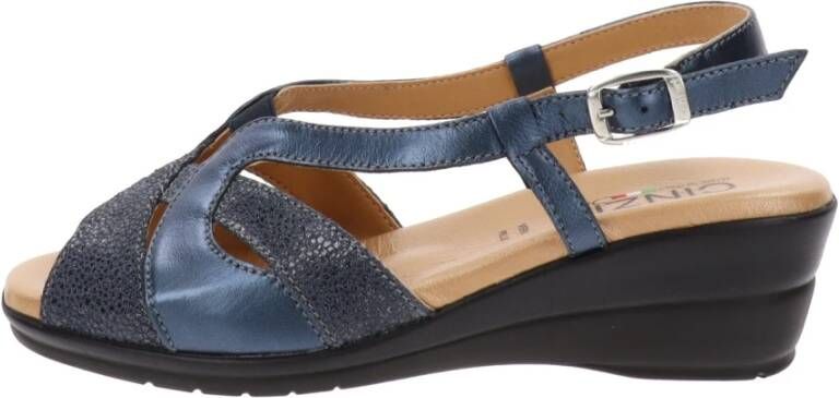 Cinzia Soft Leren Gesp Sandalen Blue Dames