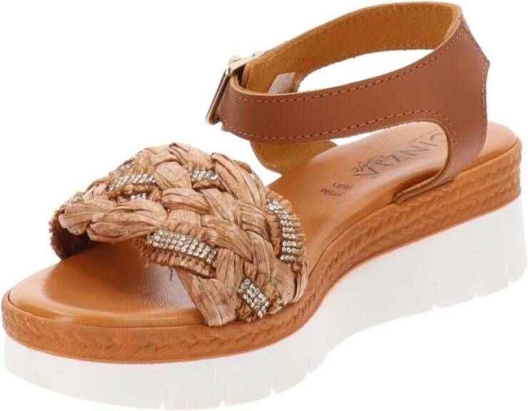 Cinzia Soft Leren Gesp Sandalen Brown Dames