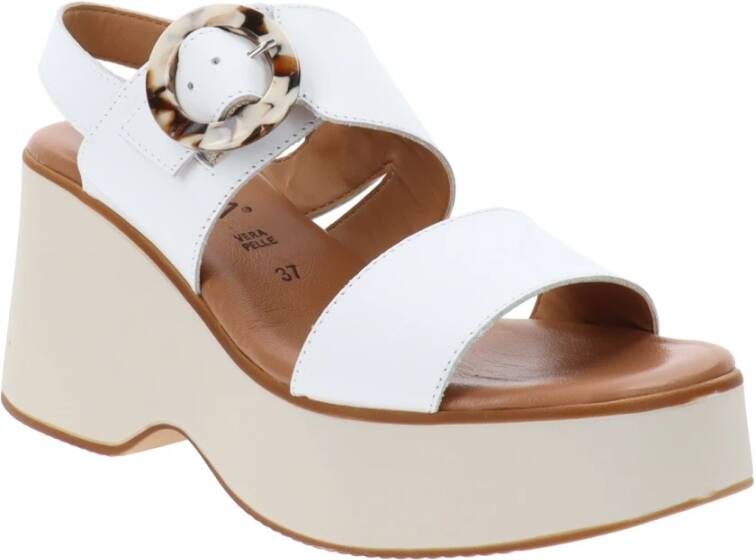 Cinzia Soft Leren Gesp Sandalen White Dames