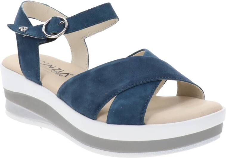 Cinzia Soft Leren Gesp Sluiting Sandalen Blue Dames