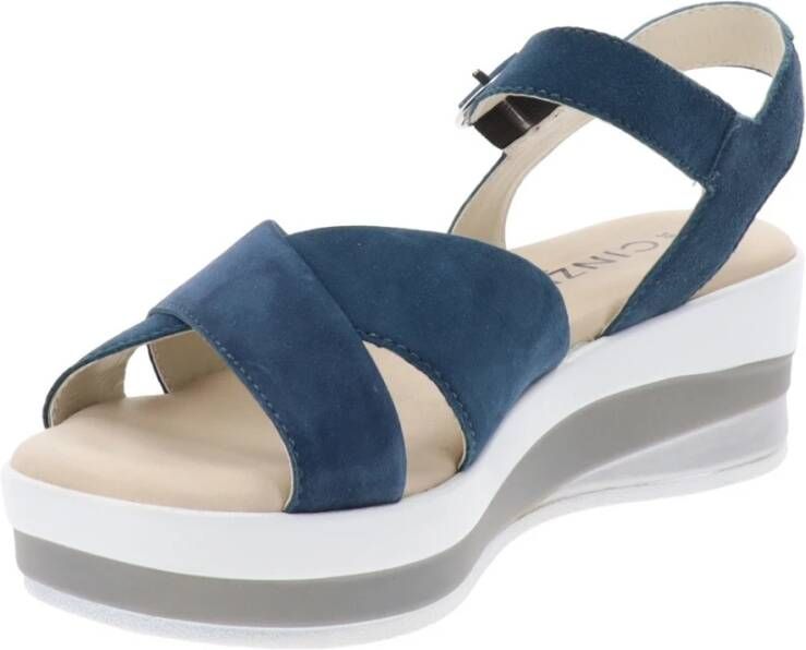 Cinzia Soft Leren Gesp Sluiting Sandalen Blue Dames