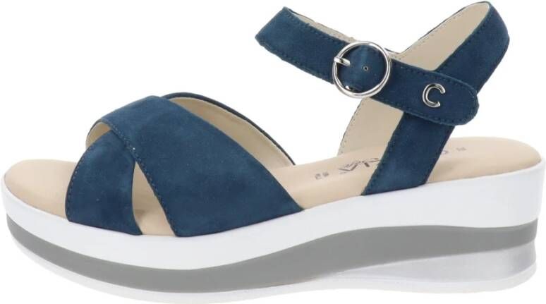 Cinzia Soft Leren Gesp Sluiting Sandalen Blue Dames