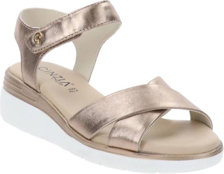 Cinzia Soft Leren sandalen voor vrouwen Beige Dames