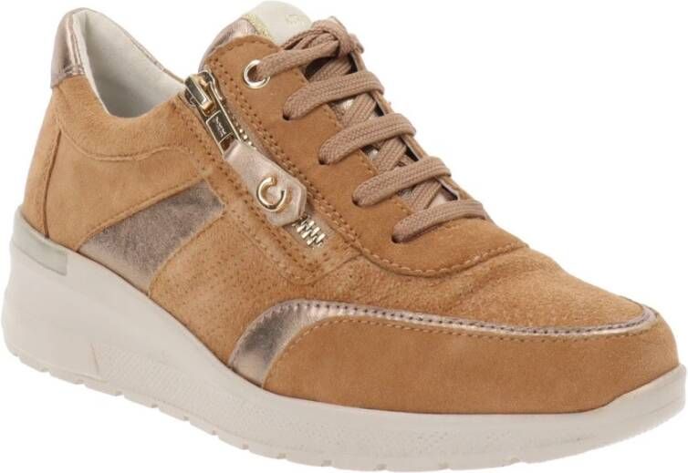 Cinzia Soft Leren Sneakers voor Vrouwen Brown Dames