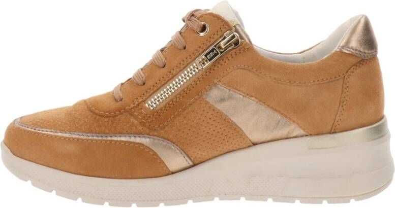 Cinzia Soft Leren Sneakers voor Vrouwen Brown Dames