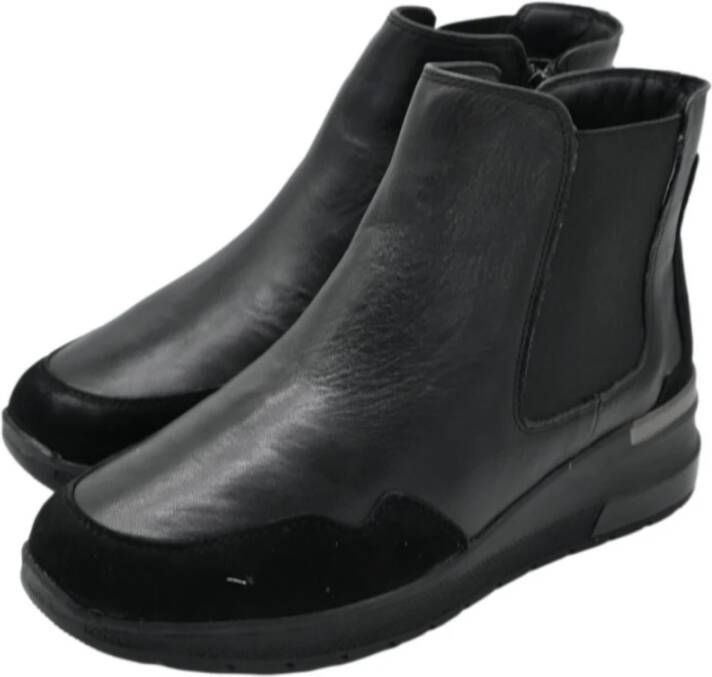 Cinzia Soft Zwarte Leren Enkellaarzen Black Dames