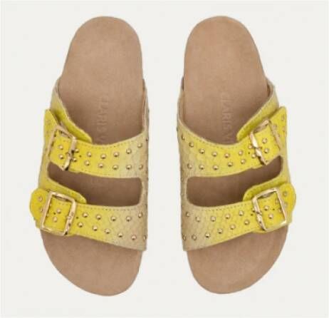 Claris Virot Gele maïs sandalen met python en messing details Yellow Dames