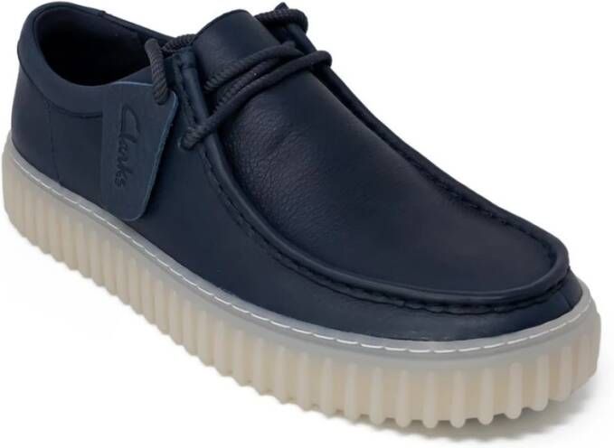 Clarks Blauwe Leren Veterschoenen Blue Heren