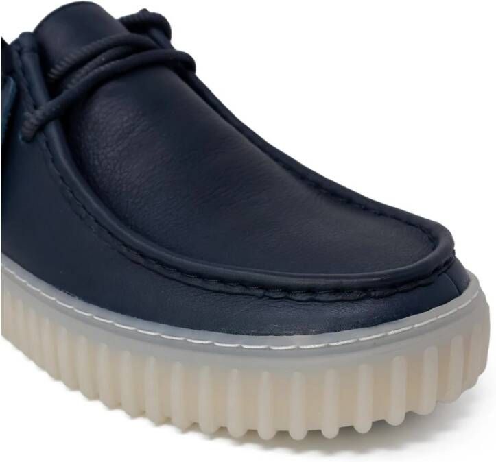 Clarks Blauwe Leren Veterschoenen Blue Heren