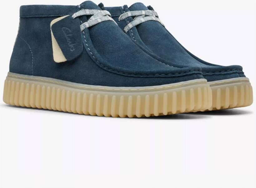 Clarks Blauwe Suède Hoge Top Sneakers Blue Heren