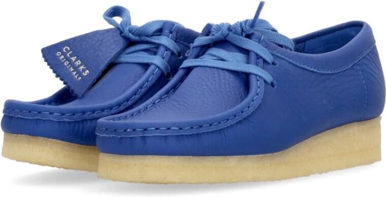 Clarks Bright Blue Leather Wallabee Lifestyle Schoen Blue Dames