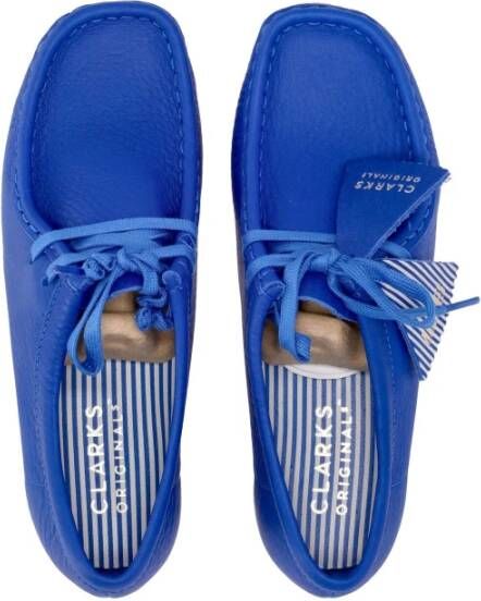 Clarks Bright Blue Leather Wallabee Lifestyle Schoen Blue Dames