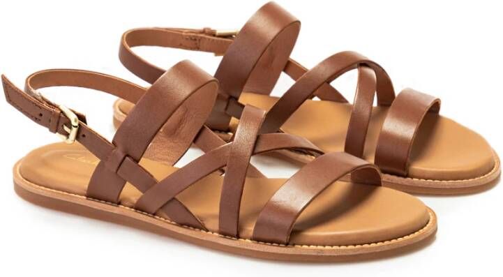 Clarks Bruin Leren Sandalen Karsea Sun Brown Dames