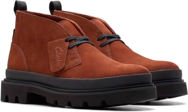 Clarks Bruine Heren Enkellaars Comfortabel Leer Brown Heren