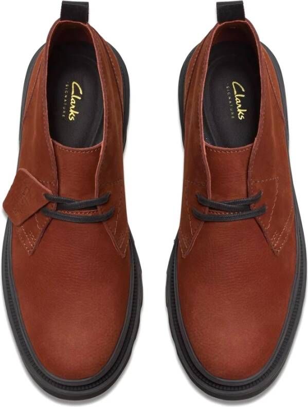 Clarks Bruine Heren Enkellaars Comfortabel Leer Brown Heren