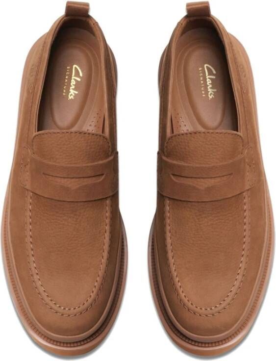 Clarks Bruine Step Loafers voor Mannen Brown Heren