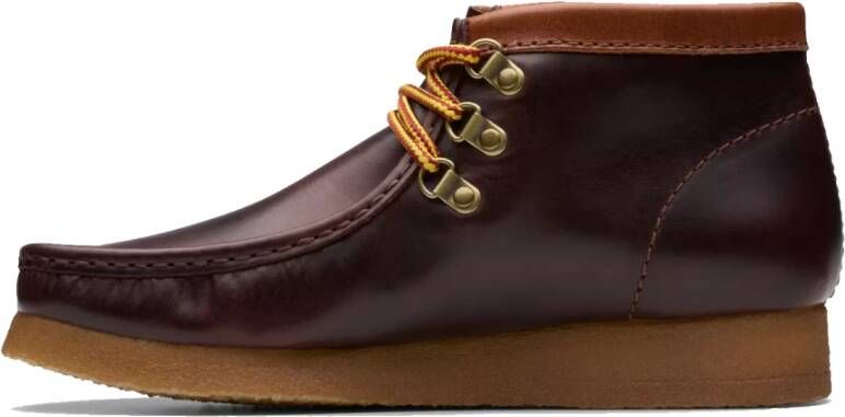 Clarks Burgundy Leather Wallabee Hiker Boot Red Heren