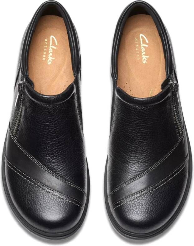 Clarks Comfortabele leren loafer in zwart Black Dames