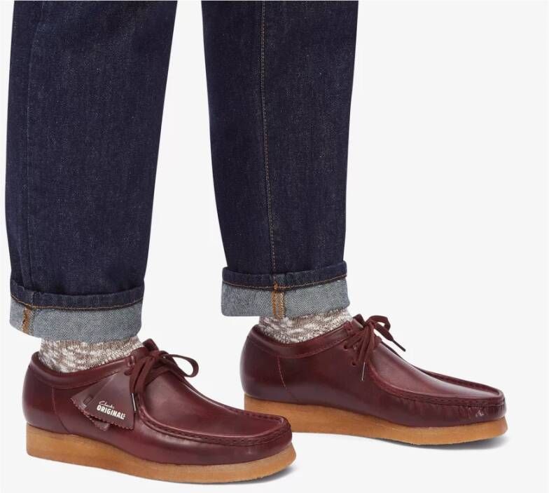 Clarks Dieprode Leren Wallabee Schoenen Red Heren