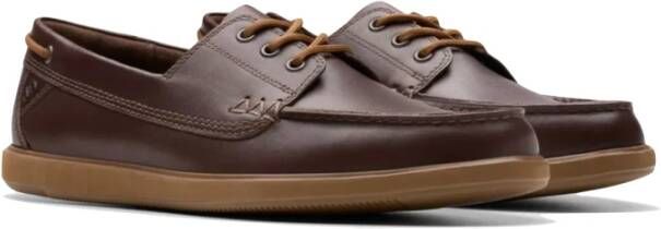 Clarks Donkerbruine bootschoen met verstelbare veters Brown Heren