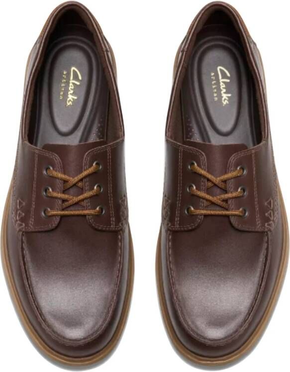 Clarks Donkerbruine bootschoen met verstelbare veters Brown Heren