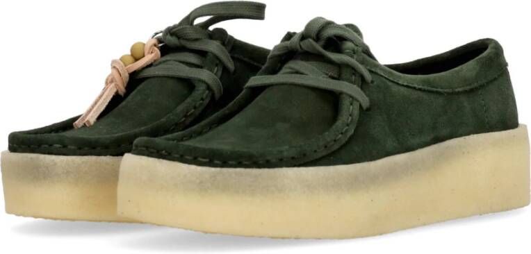 Clarks Donkergroene W Wallabee Cup Streetwear Collectie Green Dames