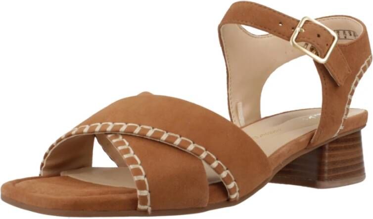 Clarks Elegant Cross Strap High Heel Sandals Brown Dames