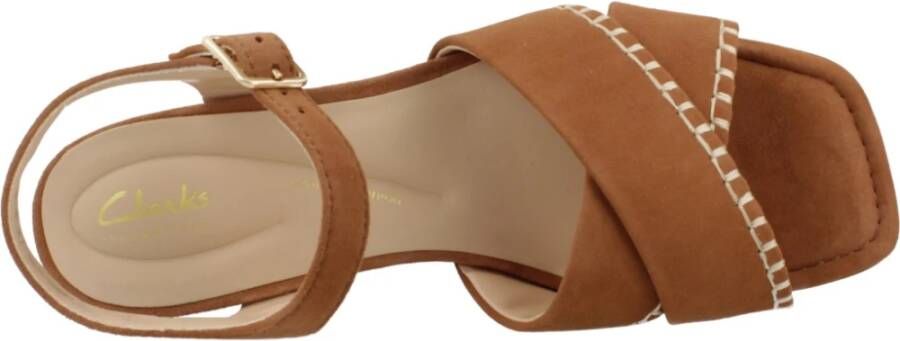 Clarks Elegant Cross Strap High Heel Sandals Brown Dames