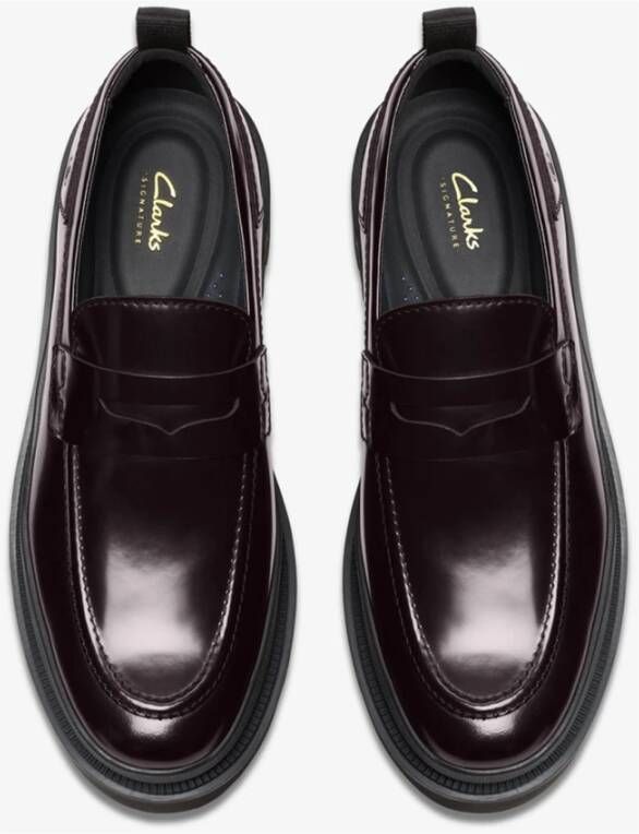 Clarks Elegante Comfortabele Bordeaux Leren Loafers Brown Heren