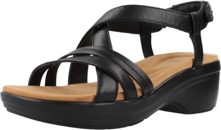 Clarks Stijlvolle Platte Sandalen voor Vrouwen Black Dames