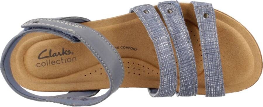 Clarks Stijlvolle Platte Sandalen voor Vrouwen Blue Dames