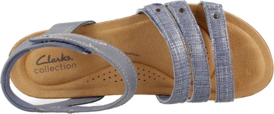 Clarks Stijlvolle Platte Sandalen voor Vrouwen Blue Dames