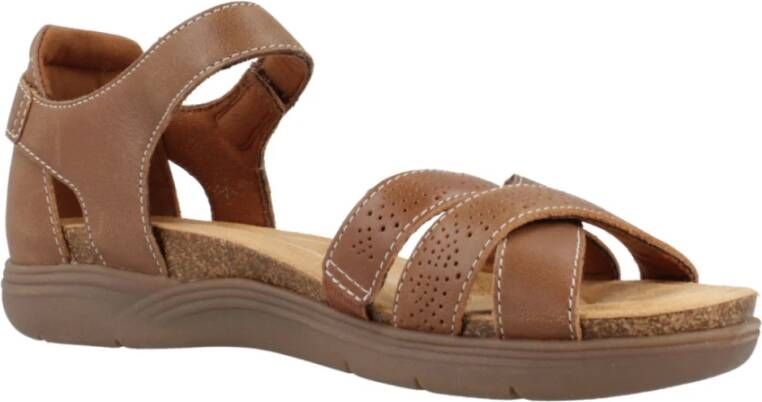 Clarks Stijlvolle platte sandalen voor vrouwen Brown Dames