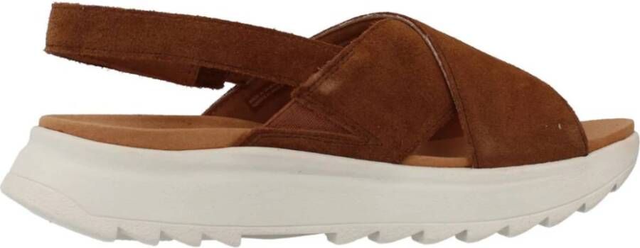 Clarks Stijlvolle Platte Sandalen voor Vrouwen Brown Dames