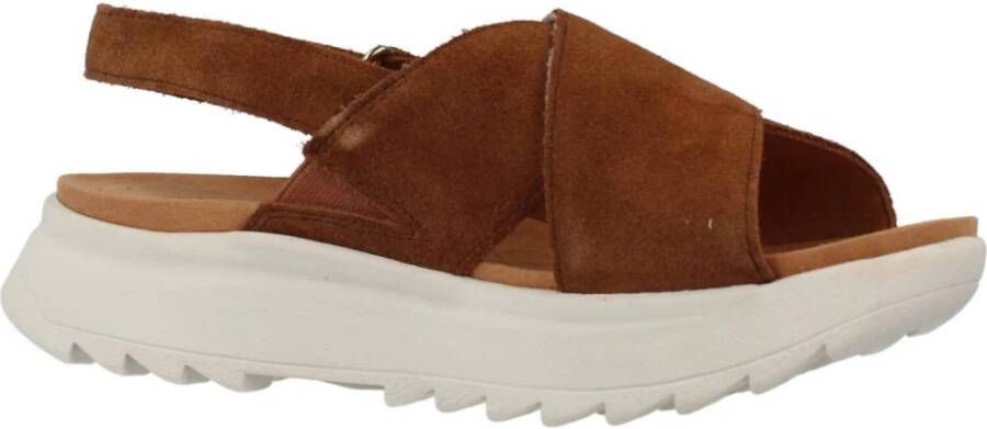 Clarks Stijlvolle Platte Sandalen voor Vrouwen Brown Dames