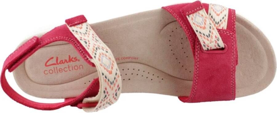 Clarks Stijlvolle platte sandalen voor vrouwen Pink Dames