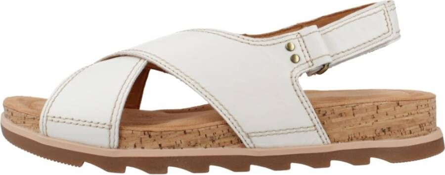 Clarks Stijlvolle platte sandalen voor vrouwen White Dames
