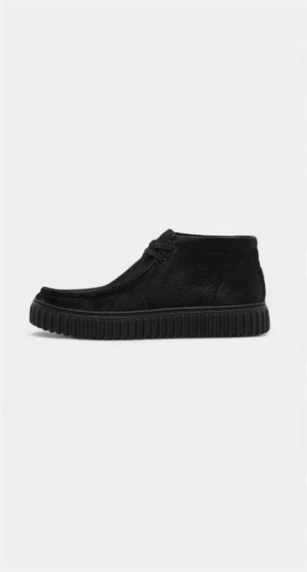 Clarks Hoge Croco-Effect Leren Sneakers Black Heren