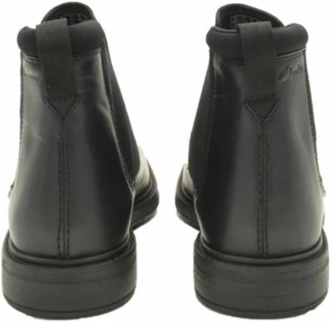 Clarks Klassieke Chelsea leren laars met gewatteerde bovenlijn Black Dames