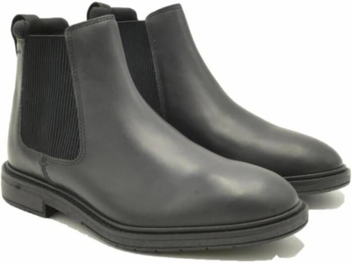 Clarks Klassieke Chelsea leren laars met gewatteerde bovenlijn Black Dames