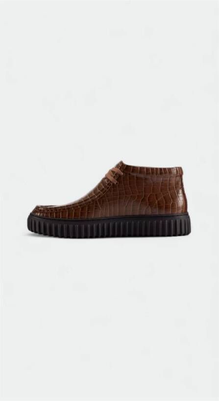 Clarks Krokodillenleren Hoge Sneakers Brown Heren