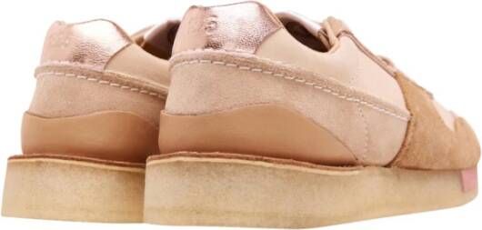 Clarks Licht Tan Suede Sneakers Pink Dames