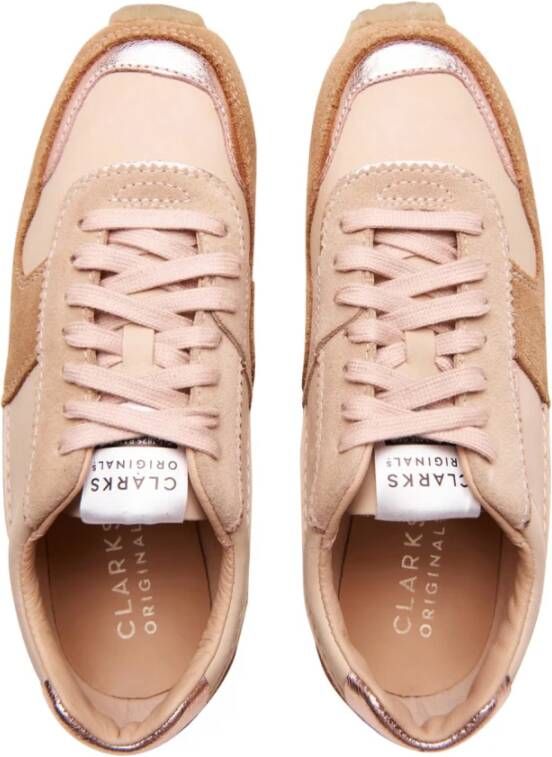 Clarks Licht Tan Suede Sneakers Pink Dames