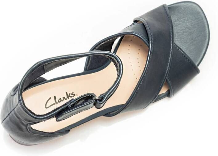 Clarks Navy Leren Sandalen Caroleigh Rise Blue Dames