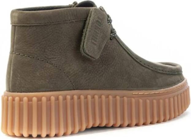 Clarks Nubuck Veterschoenen Hi-Top Sneakers Green Dames